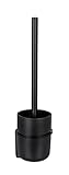 WENKO Turbo-Loc WC-Garnitur Carpino, WC-Bürstenhalter aus Kunststoff zum Befestigen ohne Bohren auf glatten Oberflächen mit WC-Bürste mit flexibler Abdeckung, Wandhalterung aus Metall, Schwarz