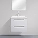 BERNSTEIN Badmöbel-Set M600 bestehend aus Waschbecken und Unterschrank mit 2 Schubladen, Waschbeckenunterschrank in Weiß, Waschtisch für kleine Bäder und Gäste-WCs