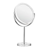 Auxmir Kosmetikspiegel Makeup Spiegel Tischspiegel mit 1-/10 Facher Vergrößerung, Doppelseitig & 360° Schwenkbar für Schminken Rasieren Gesichtspflege