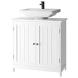 Waschbeckenunterschrank weiß Unterschrank, Badezimmerschrank mit 2 Türen mit Ablage, aus Holz, 60x30x60cm(BxTxH)