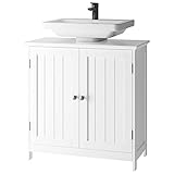 Waschbeckenunterschrank weiß Unterschrank, Badezimmerschrank mit 2 Türen mit Ablage, aus Holz, 60x30x60cm(BxTxH)
