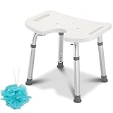 Sonnewelt Duschhocker Duschstuhl 7-Fach höhenverstellbar Badhockerund 41-56 cm Anti-Rutsch-Füße Stabil badhocker für die dusche mit U-Typ Hygieneausschnitt