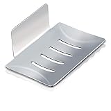 HONZUEN Selbstklebende Seifenhalter, Seifenhalter ohne Bohren Edelstahl, Bad Küche Balkon Seifenschale Seifenhalter für Aufbewahrung von Seifenschwamm Bürste(Silber)