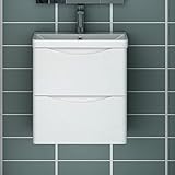 Acezanble Waschtisch mit Unterschrank 50 cm Hochglanz Weiß Badmöbel Gäste WC