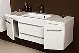 Quentis Badmöbel Genua, Breite 120/ Tiefe 39 cm, Waschbecken und Unterschrank, weiß glänzend, Waschbeckenunterschrank montiert