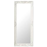 vidaXL Wandspiegel im Barock-Stil Antik mit Montagehaken Dekospiegel Hängespiegel Badspiegel Spiegel Flurspiegel Garderobe 50x120cm Weiß