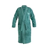 Chiemsee Bademantel Venice im Kimono-Stil für Damen und Herren aus weicher Baumwolle, nachhaltig und fair, Farbe:Smaragd, Größe:L