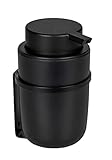 WENKO Turbo-Loc Seifenspender Carpino, Pumpspender aus hochwertigem Kunststoff zum Befestigen ohne Bohren auf glatten Oberflächen für bis zu 250 ml Flüssigseife, Wandhalter aus Metall, Schwarz