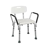 flexilife Duschhocker für Senioren mit Rückenlehne und Armlehne, höhenverstellbar, bis 110 kg belastbar - Duschstuhl Duschsitz Badhocker