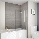 EMKE Duschtrennwand für Badewanne Faltwand Duschabtrennung Badewannenaufsatz NANO einfach-Reinigung Beschichtung 110cm