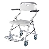 LHZHG Duschhocker mit Rollen Senioren Duschstuhl Badehocker mit Rückenlehne und Armlehnen Klappbarer Duschsitz Sitzbreite: 41cm Sitztiefe: 42cm Duschhilfe für Ältere und Behinderte (Color : Chair)