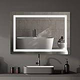 SaniteModar LED Badspiegel 60x80cm, Badezimmerspiegel mit Beleuchtung Beschlagfrei, Wandspiegel mit Touchschalter