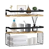 LMYDIDO Schweberegale Schwebende Regale WC Toilette Aufbewahrungsregal Badezimmer Organizer Toiletten Wandregal WC-Regal Badezimmer Regal Badezimme Wandregal Platzsparend (Walnuss hell)