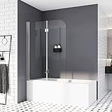 Duschwand für Badewannen,120 x 140 cm Duschabtrennung Sicherheitsglas hell Duschwand Duschabtrennung Nano Glas