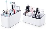 EliveSpm Zahnbürstenhalter 2 Packungen Zahnpastaständer und Badaufbewahrungs-Organizer-Set für Badezimmer (Weiß)