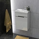 Quentis Gäste-WC Set Sivas, Breite 40 cm, Waschbecken mit Unterschrank, weiß glänzend, Waschbeckenunterschrank vormontiert