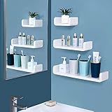 CDCASA Wandregal Schwebendes Regal Wand: Kunststoff Ohne Bohren Vermietung Freundliche Wandregal Badezimmer Moderne Dekorative Wandregale Weiß für Badezimmer Schlafzimmer Wohnzimmer Küche 3er-Set