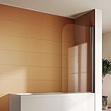 SONNI Duschwand für Badewanne Schwarz NANO-GLAS Badewannenaufsatz faltbar 80x140 cm(BxH) Duschabtrennung Badewanne