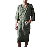 Bademantel Herren Sommer Leicht: Leinen-Morgenmantel Herren Dünn Saunamantel Mit Gürtel Kurz Kimono Große Größen Hausmantel Dünn-Bademäntel Nachthemd Mens Nachtwäsche/Geschenke Für Männer