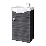 Planetmöbel Badmöbel Set Gäste WC Waschtischunterschrank Keramikwaschbecken Anthrazit