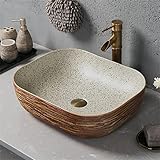 Vintage-Keramik Waschbecken Handwaschbecken 50*40*15cm，aufsatzwaschbecken Eckig Mit Heißem Und Kaltem Wasserhahn Und Abfluss Waschschale Langlebig, Antifouling Und Anti-Cracking(Size:Anzug)