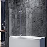 SONNI Duschwand für Badewanne 120x140 cm(BxH) badewannenfaltwand 2-teilig Faltbar 6 mm NANO-GLAS Duschabtrennung Badewanne