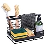 Kldgris Spülbecken Organizer,Spüle Caddy Küche Edelstahl Aufbewahrung, mit Abtropffläche, Schwammhalter Bürste Geschirrtuchhalter, für Schwamm, Bürsten Küche und Badezimmer
